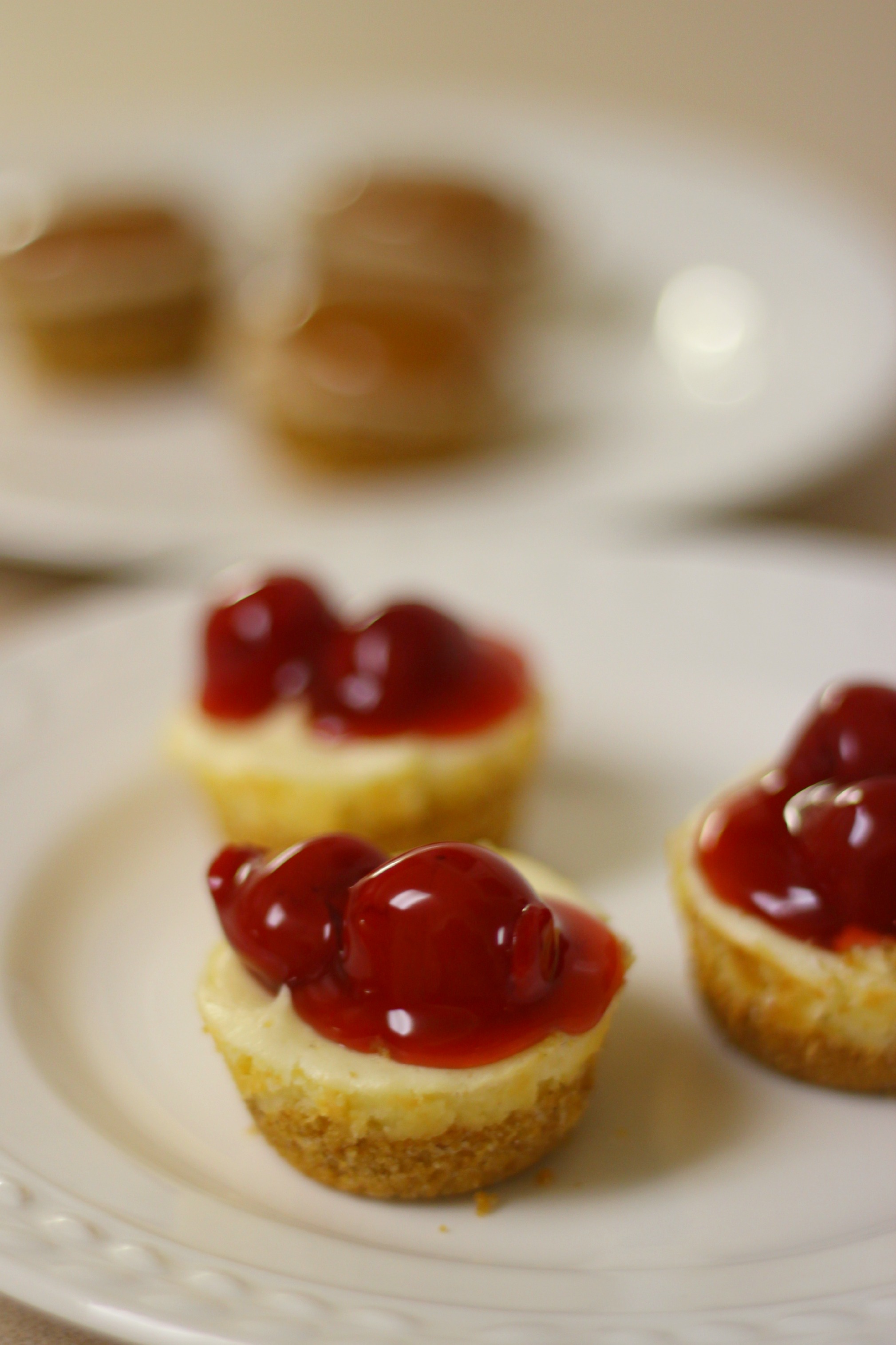 cherry mini cheesecakes plate