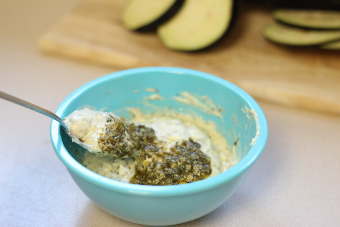 Crispy Breaded Pesto Eggplant Slices {Healthy and Easy 4 Ingredients}