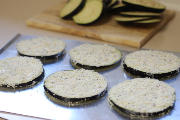 Crispy Breaded Pesto Eggplant Slices {Healthy and Easy 4 Ingredients}