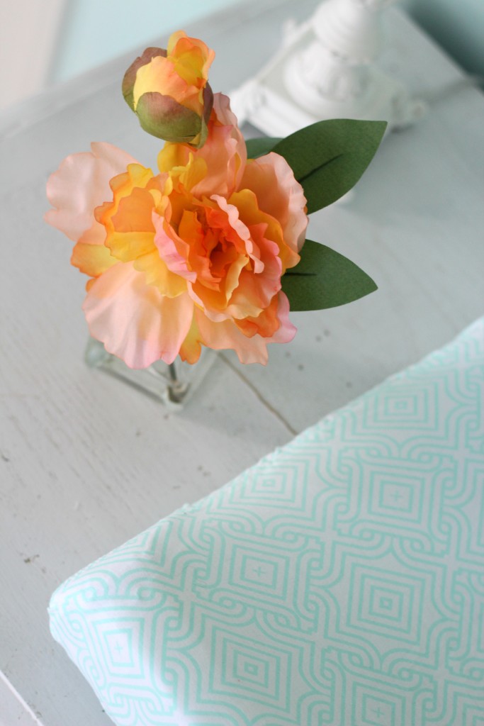 spring green, aqua, and peach gender neutral nursery decor