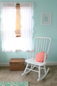 spring green, aqua, and peach gender neutral nursery decor