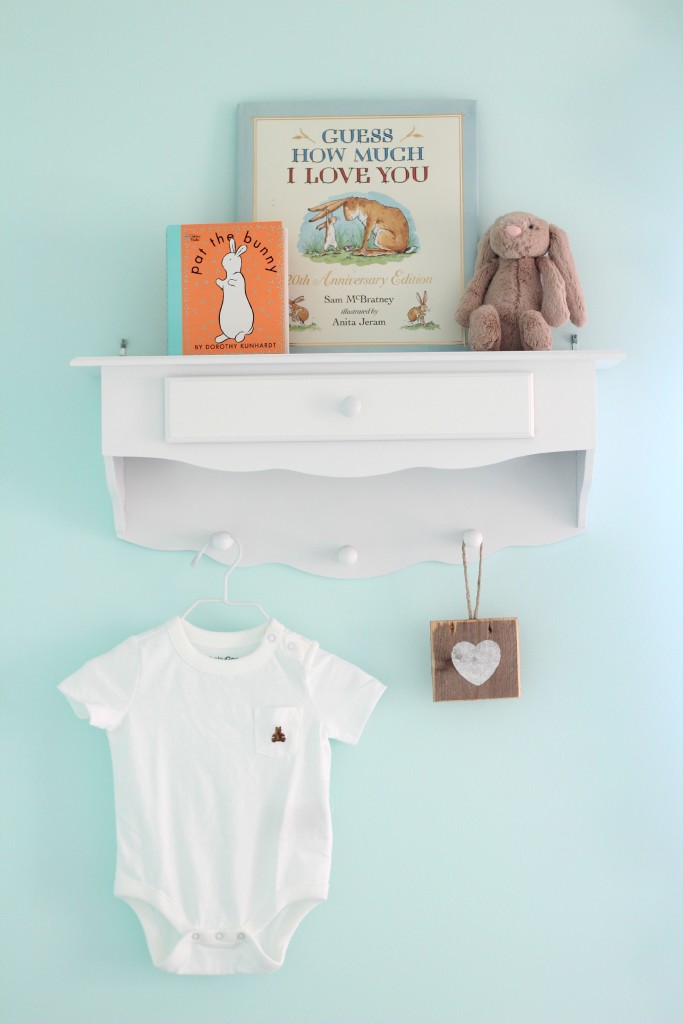 spring green, aqua, and peach gender neutral nursery decor