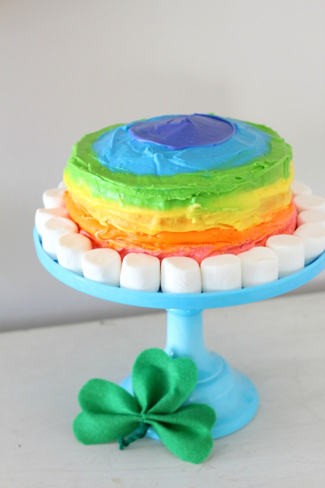 St. Patrick's Day rainbow marshmallow cake