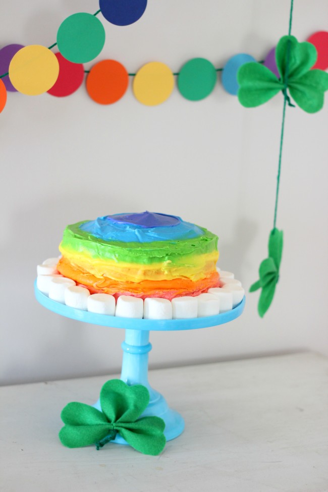 St. Patrick's Day rainbow marshmallow cake