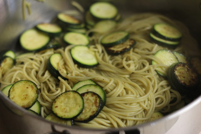 Crispy Parmesan-Crusted Chicken with Creamy Lemon Zucchini and Pasta