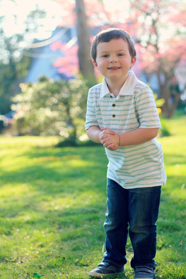 Owen's Quarterly Update - Springtime Photos of Three-Year-Old