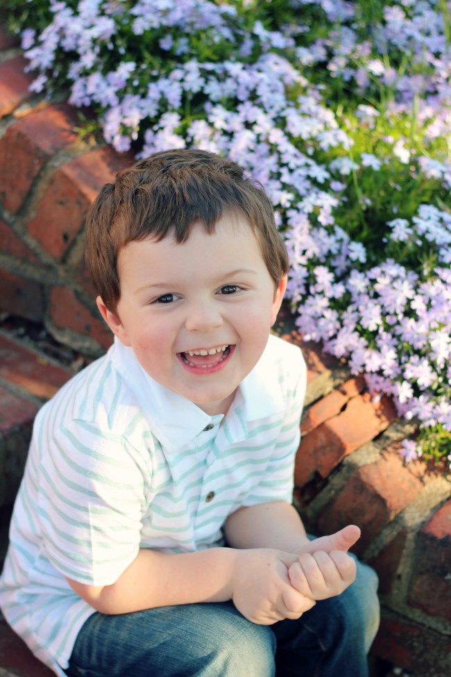 Owen's Quarterly Update - Springtime Photos of Three-Year-Old