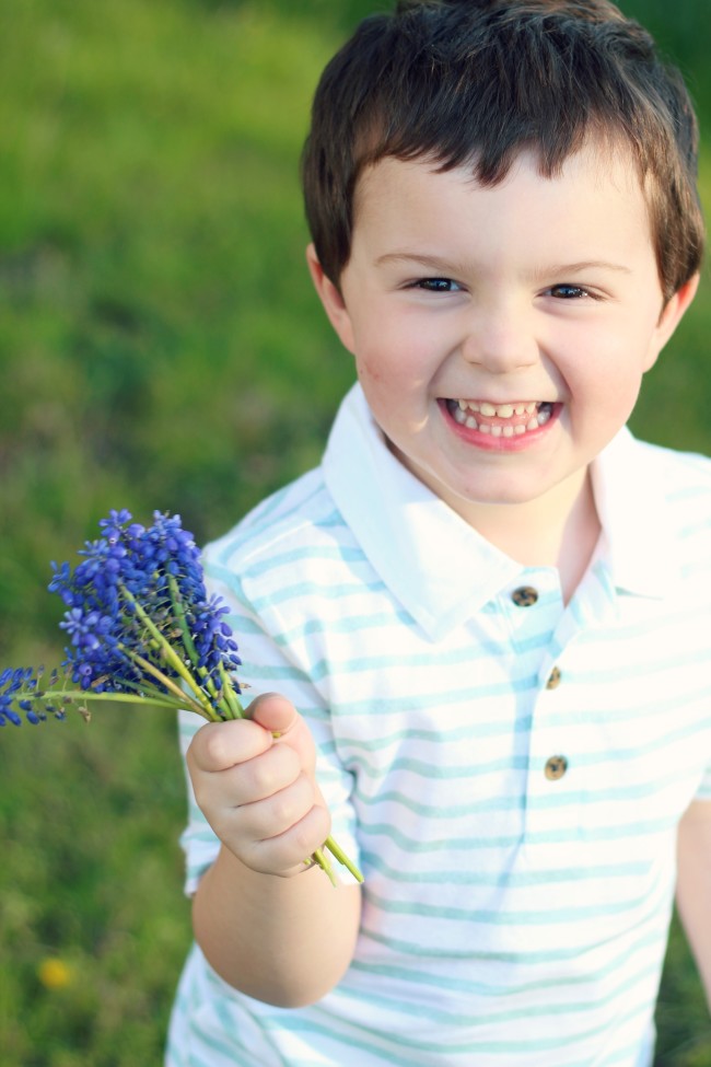 Owen's Quarterly Update - Springtime Photos of Three-Year-Old