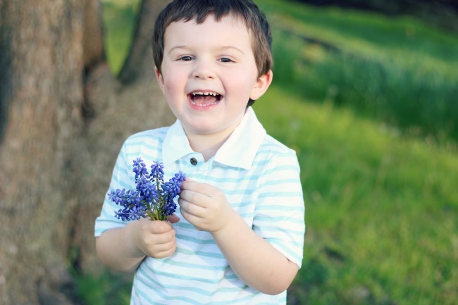 Owen's Quarterly Update - Springtime Photos of Three-Year-Old