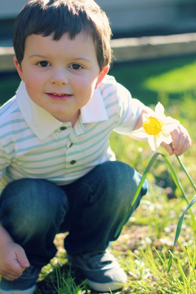 Owen's Quarterly Update - Springtime Photos of Three-Year-Old