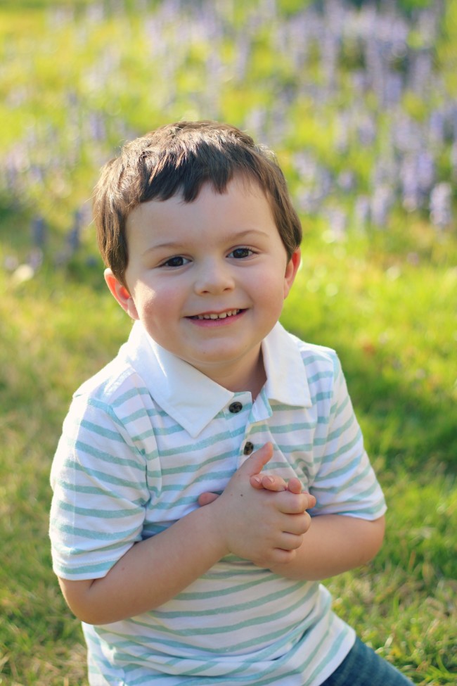 Owen's Quarterly Update - Spring Time Photos of Three-Year-Old