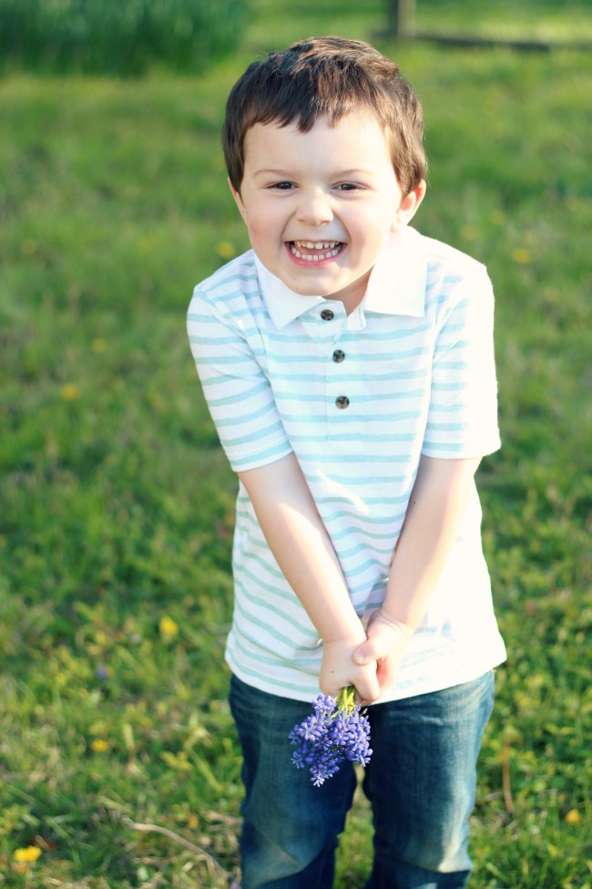 Owen's Quarterly Update - Spring Time Photos of Three-Year-Old