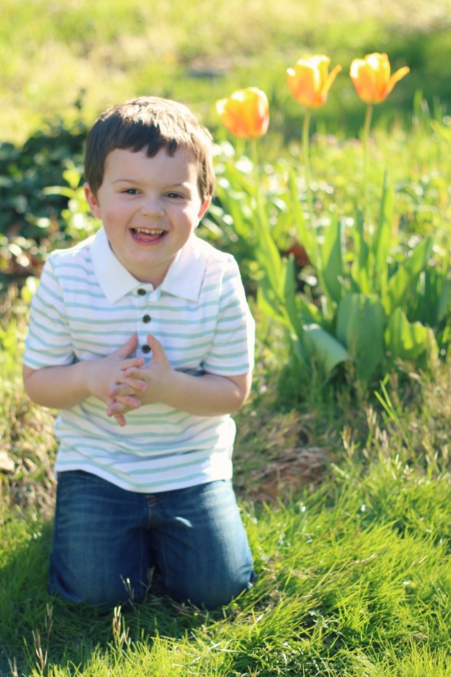 Owen's Quarterly Update - Springtime Photos of Three-Year-Old