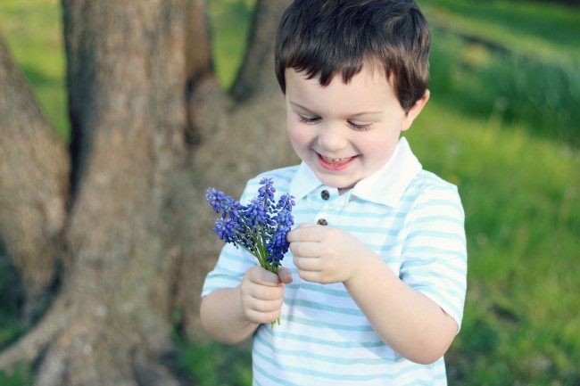 Owen's Quarterly Update - Springtime Photos of Three-Year-Old