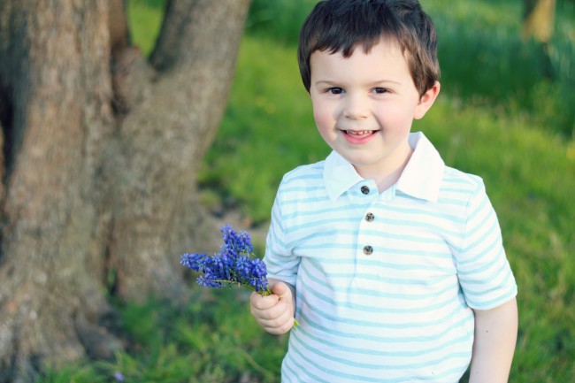 Owen's Quarterly Update - Springtime Photos of Three-Year-Old