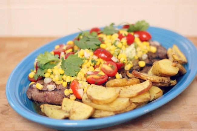 Grilled London Broil or Top Round Steak with Lime Corn Salad