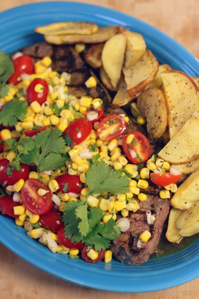 Grilled London Broil or Top Round Steak with Lime Corn Salad