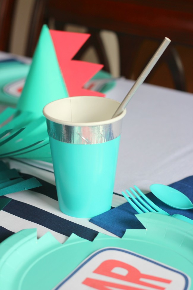 silver washi tape cup with silver straw