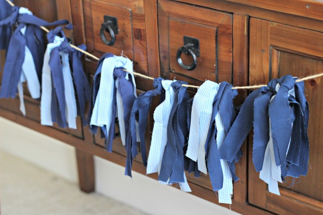 blue fabric garland