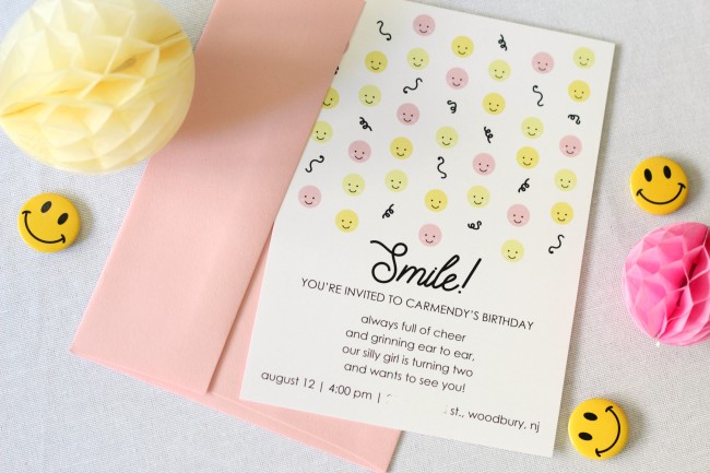 Smiley Face Birthday Party - Pink, Yellow and Modern