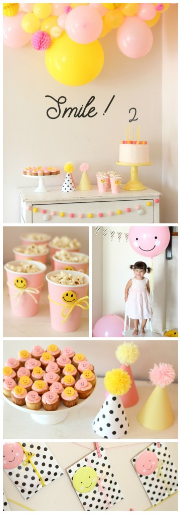 Smiley Face Birthday Party - Pink, Yellow, and Black and White Polka Dots Party Decorations