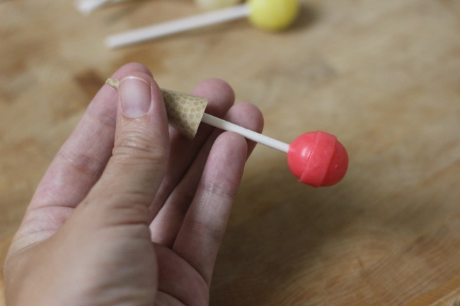 Ice Cream Party Cupcake Toppers - mini ice cream cones made from lollipops