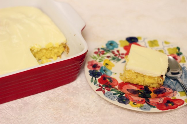 mystery lemon sheet cake with easy topping