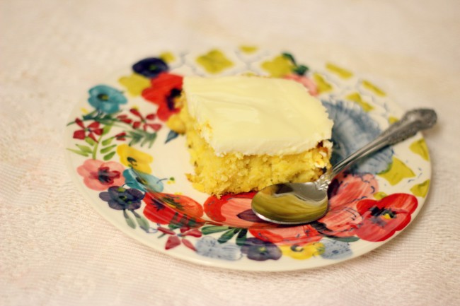 mystery lemon sheet cake with easy topping