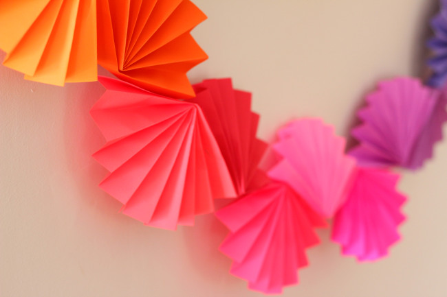 rainbow paper fan garland diy instructions