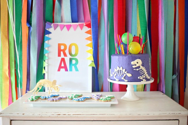 Dinosaur Fossil Birthday Party - a rainbow dino dig celebration!