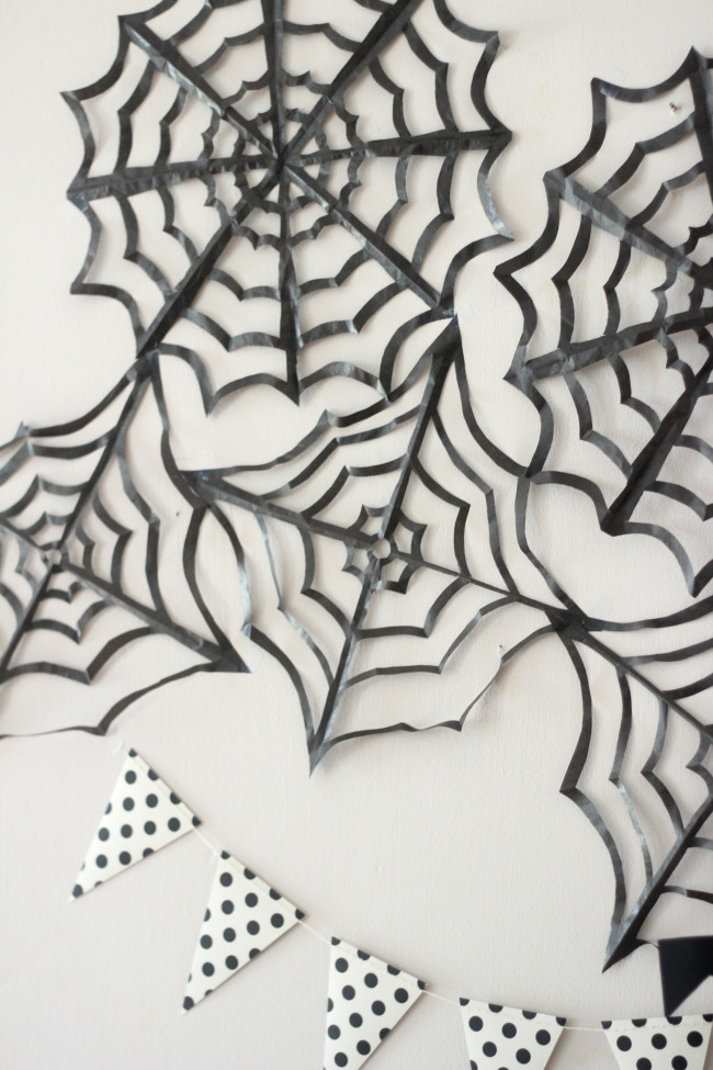 DIY Tissue Paper Spiderwebs