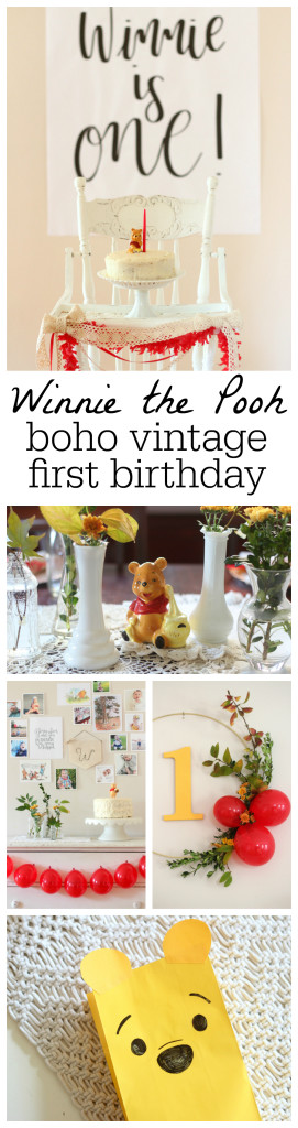 Winnie the Pooh Birthday Party - Vintage Classic Pooh First Birthday with Boho Style