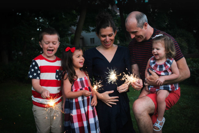 4th of July Pregnancy Announcement with Sparklers