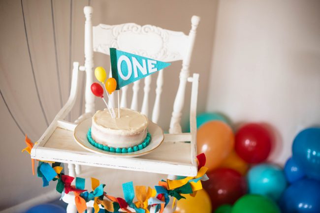 Balloon Theme First Birthday Cake