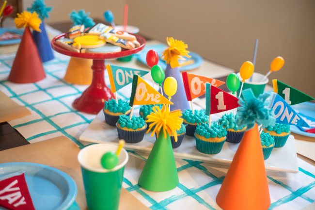 Balloon First Birthday tablescape